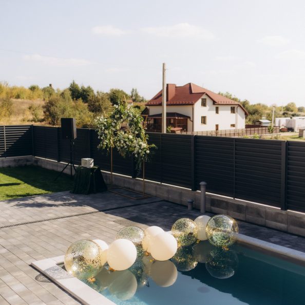Colourful balloons in the pool